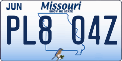 MO license plate PL8O4Z