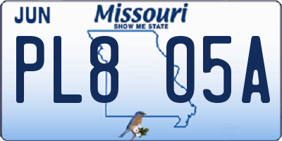 MO license plate PL8O5A