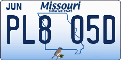 MO license plate PL8O5D