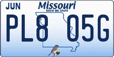 MO license plate PL8O5G