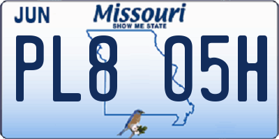MO license plate PL8O5H