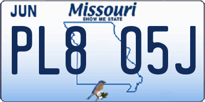 MO license plate PL8O5J