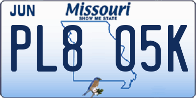 MO license plate PL8O5K