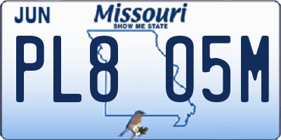 MO license plate PL8O5M