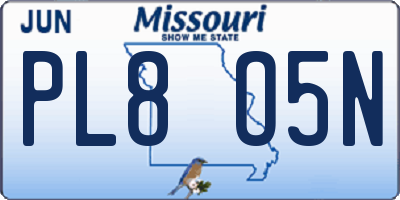 MO license plate PL8O5N
