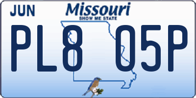 MO license plate PL8O5P