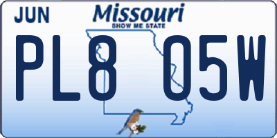 MO license plate PL8O5W