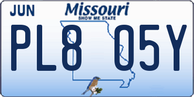 MO license plate PL8O5Y