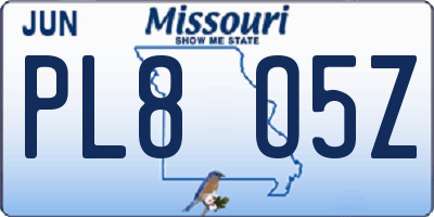 MO license plate PL8O5Z