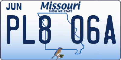 MO license plate PL8O6A
