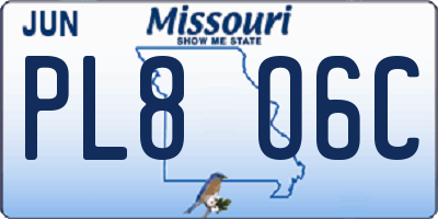 MO license plate PL8O6C