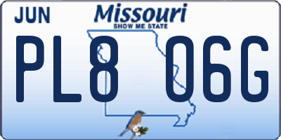 MO license plate PL8O6G