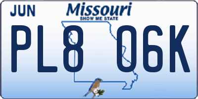 MO license plate PL8O6K