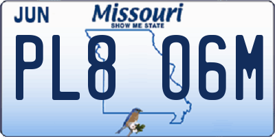 MO license plate PL8O6M