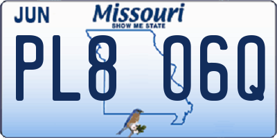 MO license plate PL8O6Q