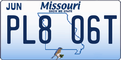 MO license plate PL8O6T