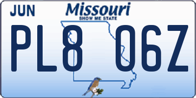 MO license plate PL8O6Z