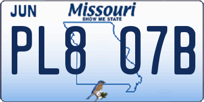 MO license plate PL8O7B