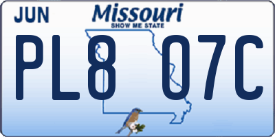 MO license plate PL8O7C