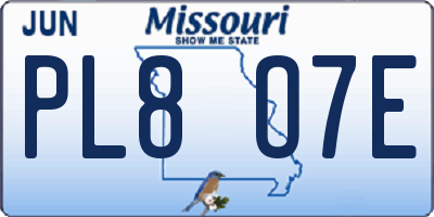 MO license plate PL8O7E