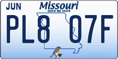 MO license plate PL8O7F