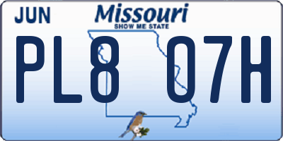 MO license plate PL8O7H
