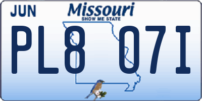 MO license plate PL8O7I