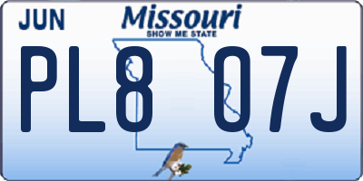 MO license plate PL8O7J