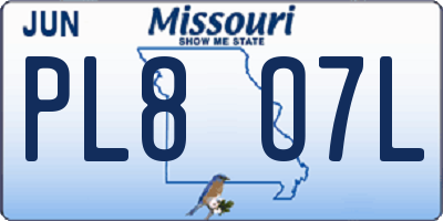 MO license plate PL8O7L