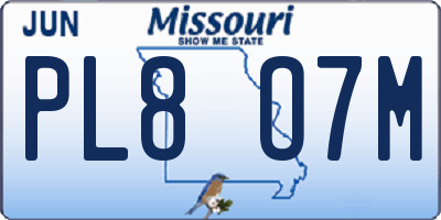 MO license plate PL8O7M