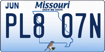 MO license plate PL8O7N