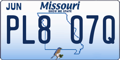 MO license plate PL8O7Q
