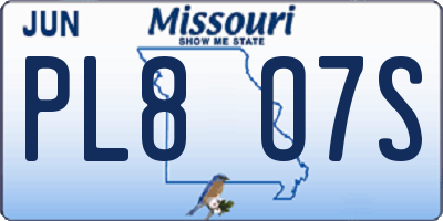 MO license plate PL8O7S