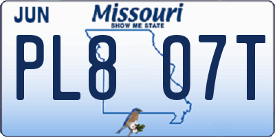 MO license plate PL8O7T