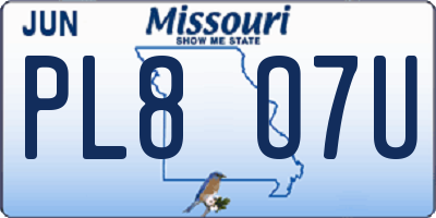 MO license plate PL8O7U