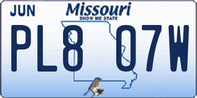 MO license plate PL8O7W
