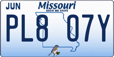 MO license plate PL8O7Y