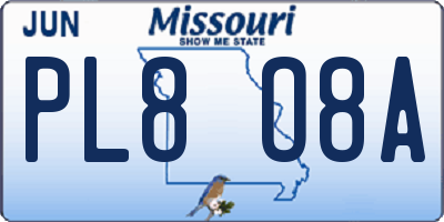 MO license plate PL8O8A