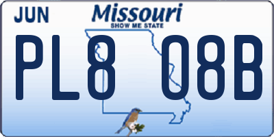 MO license plate PL8O8B