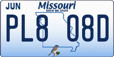 MO license plate PL8O8D