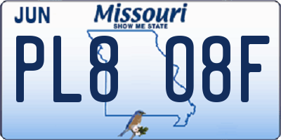 MO license plate PL8O8F