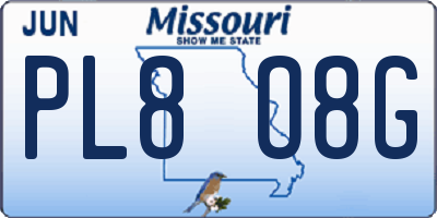 MO license plate PL8O8G