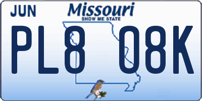 MO license plate PL8O8K