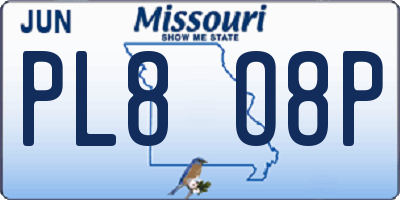 MO license plate PL8O8P