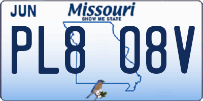 MO license plate PL8O8V