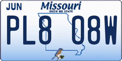 MO license plate PL8O8W