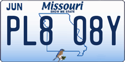MO license plate PL8O8Y
