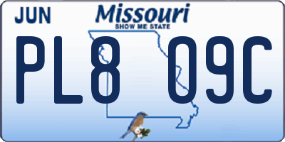 MO license plate PL8O9C