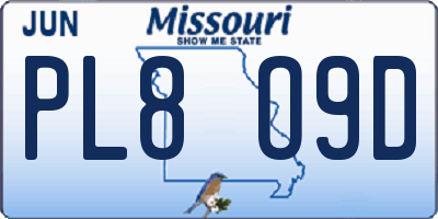 MO license plate PL8O9D