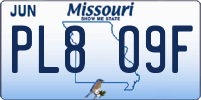 MO license plate PL8O9F